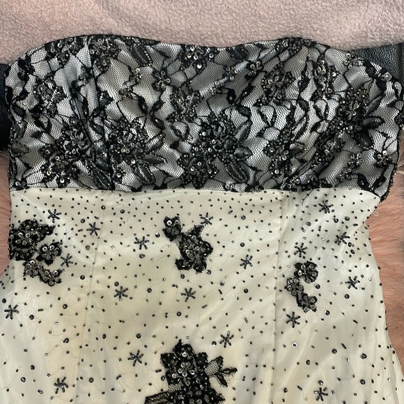 100% silk beaded lace bust mermaid hem gown - Picture 2 of 13